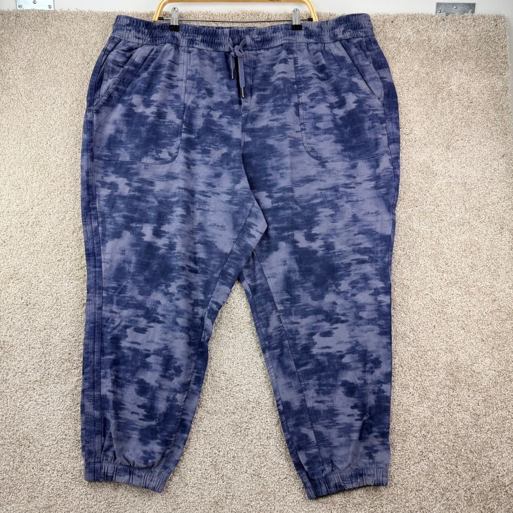 Athleta Farallon Printed Jogger Plus Size 26 Blue Camo Athleisure Gorpcore Yoga - Picture 3 of 10